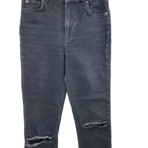 Reformation High Waist Skinny Jeans‎ Destroyed Faded Black Denim Size 24 - Picture 5 of 12